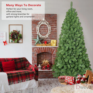7ft Christmas Tree with Memory Wire, 1064 Tips Hinged Artificial PVC Tree, Easy Setup Green Xmas Tree for Indoor Holiday Decoration Dweva