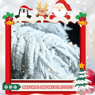 8ft Flocked Scarecrow-Shaped Christmas Tree with 470 Warm White LED Lights, 1242 PVC Memory Wire Tips,Power Pole & Hinged Structure – Realistic Snowy Holiday Tree Dweva