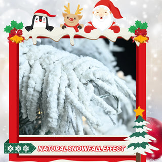 5ft Flocked Scarecrow-Shaped Christmas Tree with 200 Warm White LED Lights, 375 PVC Memory Wire Tips,Power Pole & Hinged Structure – Realistic Snowy Holiday Tree Dweva
