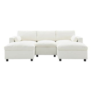 86.5'' U-Shaped Sofa with Storage Pockets Dweva