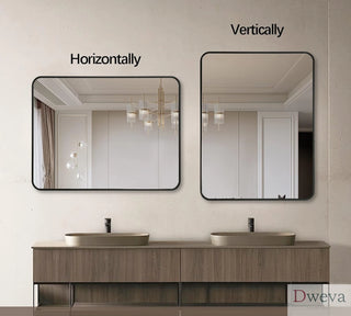 24x36 Inch Black Metal Framed Rectangular Bathrrom Mirror for Wall.(W2203135010) Dweva