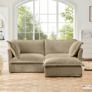 Slipcovered Fluffy Sofa - 2 Seat with Ottoman Dweva