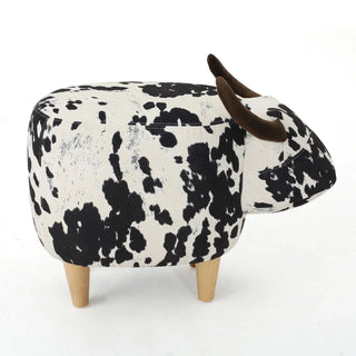 Animal Ottoman/Footstool, Black and White Cow-Shaped Ottoman, Modern Ottoman, Modern Accent Stool Home Decor, Suitable for Living Room, Bedroom, Porch, Garden, Backyard, Balcony Dweva