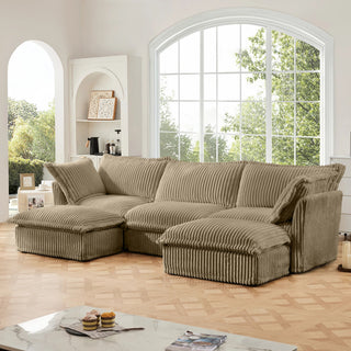 Slipcovered Fluffy Sofa - 3 Seat with 2 Ottoman Dweva