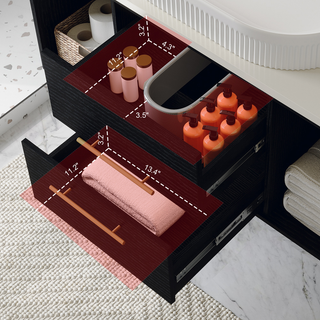 Modern 40-In Wall-Mounted Bathroom Vanity with Oval Ceramic Sink Floating Vanity Multi-Layer Solid Wood Cabinet Soft-Close Drawers Open Shelf Storage Dweva