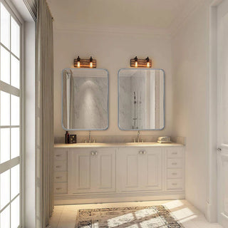 22x30 Inch Silver Metal Framed Rectangular Bathrrom Mirror for Wall.(W2203P183126) Dweva