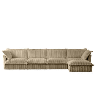 Slipcovered Fluffy Sofa - 4 Seat with Ottoman Dweva