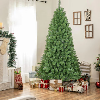 7ft Christmas Tree with Memory Wire, 1064 Tips Hinged Artificial PVC Tree, Easy Setup Green Xmas Tree for Indoor Holiday Decoration Dweva