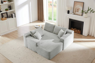 L-Shaped Cloud Sectional Sofa with Deep Seat,No Assembly Required,Modular Couches Sleeper for Living Room,Bedroom,Apartment,LIGHT GREY Dweva