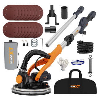 Drywall Sander with Vacuum Dust Collection, 6 Variable Speed Foldable Telescopic Electric Wall Sander, Popcorn Ceiling Removal Tool, 1900RPM Power Sander Tool, LED Light, 18Pcs Sanding Discs Dweva