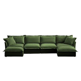 Slipcovered Fluffy Sofa - 4 Seat with 2 Ottoman Dweva