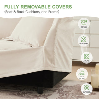 Slipcovered Fluffy Sofa - 2 Seat Dweva