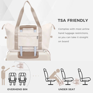 Luggage Sets 4 Piece, ABS Durable Suitcase with Travel Bag, Carry On Luggage Suitcase Set with 360° Spinner Wheels, ivory and golden Dweva