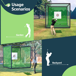 Golf Practice Net Cage,10 x 10 x 10FT Metal Frame Hitting Net Kit for Backyard,Golf Batting Cage Netting Golf Training Simulators for Home Dweva