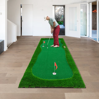12x5 FT Golf Putting Green, Golf Training Mat with High-quality Turf, 3 Holes, 3 Flags and Cups for Indoor Outdoor Dweva
