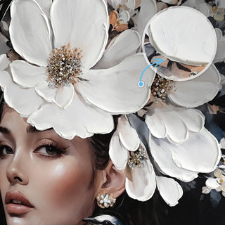 Floral Woman Canvas Wall Art Black and White Bird Tattoo Portrait Modern Aesthetic Artwork for Living Room Bedroom Office Art oil painting decorative picture Dweva