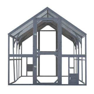Outdoor Chicken Coop Enclosures 110" Large Kitten Playpen ,Upgrade Waterproof Cover-GREY Dweva