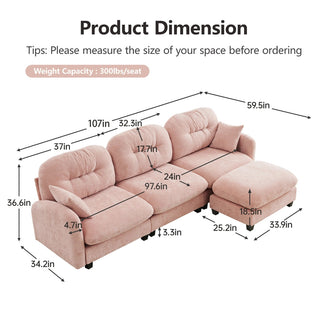 Mira Sofa With Ottoman Dweva