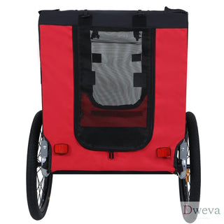 Large Folding Bike Trailer for Dogs – 66LB Capacity All-Terrain Pet Carrier, Durable Steel Frame for Cycling, Jogging, Camping & Outdoor Adventures, Black- Red Dweva