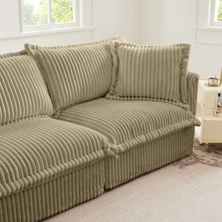 Slipcovered Fluffy Sofa - 3 Seat with Ottoman Dweva