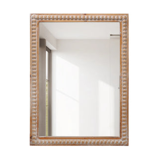 22x30 Inches Wood Framed Mirrors for Bathroom,Wooden Frame Wall Mirror Farmhouse Wall Mounted Rectangle Mirror for Vanity (Horizontal/Vertical) with beading Dweva