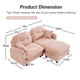 Mira Loveseat With Ottoman Dweva