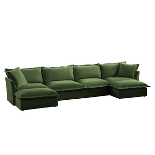 Slipcovered Fluffy Sofa - 4 Seat with 2 Ottoman Dweva