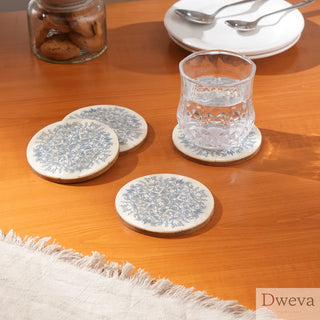 Resin Coaster with Green Print-Dia 4" Dweva