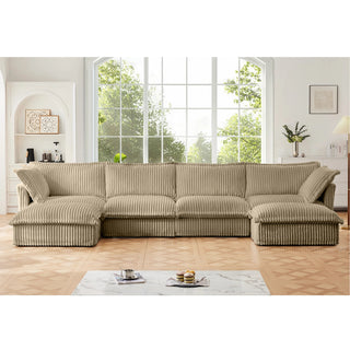 Slipcovered Fluffy Sofa - 4 Seat with 2 Ottoman Dweva