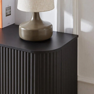 Sideboard Storage Cabinet TV Stand with wave pattern Buffet Cabinet Wooden Vertical Striped Cabinet for Kitchen/Bedroom/Entryway. Black, 64''W x 15''D x 24''H. Dweva