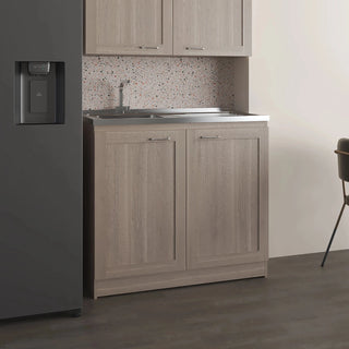 Zurich 39" Wide Utility Sink, Base Cabinet Two-Door Cabinet With Two Shelves, Stainless Steel Sink, Laundry Room, Garage Sink, Light Gray Dweva
