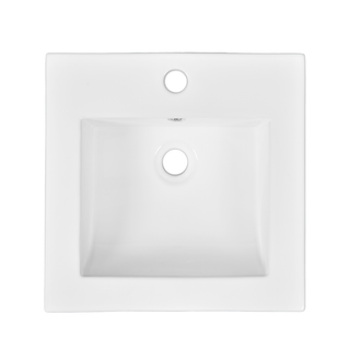 16" Bathroom Vanity Sink Combo for Small Space, Bathroom Sink Cabinet with Rectangular Ceramic Basin, Bathroom Vanities Cabinet with 1 Door and 1 Open Shelf Dweva