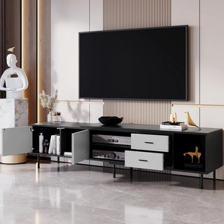 Modern TV Stand for 80'' TV with 2 Doors, Media Console Table, Entertainment Center with Large Storage Cabinet for Living Room, Bedroom