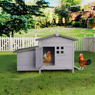 Outdoor Free-Range Wooden Chicken Coop with Asphalt Roof, Leak-Proof Pull-Out Tray, Secure Predator Defense, Nesting Box with Easy Access, Multiple Front & Side Doors Dweva