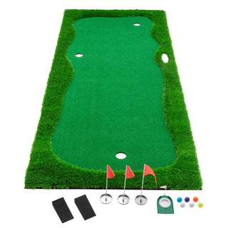 12x5 FT Golf Putting Green, Golf Training Mat with High-quality Turf, 3 Holes, 3 Flags and Cups for Indoor Outdoor Dweva