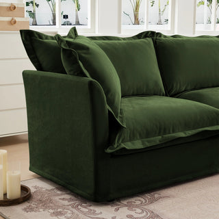 Slipcovered Fluffy Sofa - 4 Seat with Ottoman Dweva