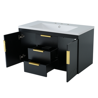 36'' Wall Mounted Bathroom Vanity with Resin Sink, Floating Bathroom Storage Cabinet with 2 Drawers, Solid Wood Bathroom Cabinet (Same as N710S236003B) Dweva