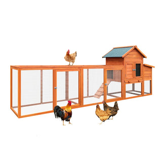 122＂Large Wooden Chicken Coop,Outdoor Hen House with Nesting Box ,Wire Fence Poultry Cage Dweva