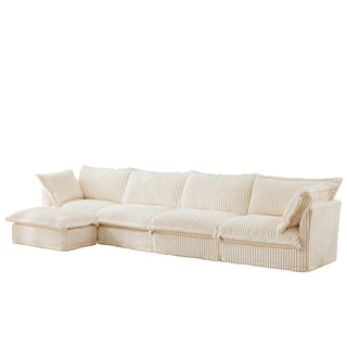 Slipcovered Fluffy Sofa - 4 Seat with Ottoman Dweva