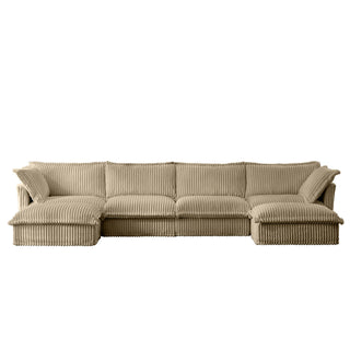Slipcovered Fluffy Sofa - 4 Seat with 2 Ottoman Dweva
