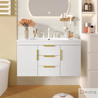 36'' Wall Mounted Bathroom Vanity, Floating Bathroom Storage Cabinet with 2 Drawers, Solid Wood Bathroom Cabinet (Same as N710S236003K) Dweva