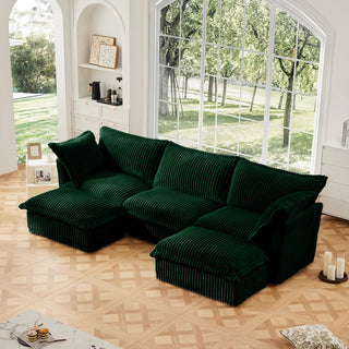 Slipcovered Fluffy Sofa - 3 Seat with 2 Ottoman Dweva