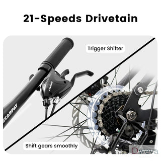 A2760 27.5 Inch Full Suspension Mountain Bike, Front and Rear Dual Shock Absorbers, Mechanical Disc Brakes, 21-Speed, Suitable for Men and Women, Ideal for Travel and Fitness Enthusiasts Dweva