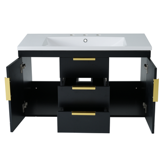 36'' Wall Mounted Bathroom Vanity with Resin Sink, Floating Bathroom Storage Cabinet with 2 Drawers, Solid Wood Bathroom Cabinet (Same as N710S236003B) Dweva