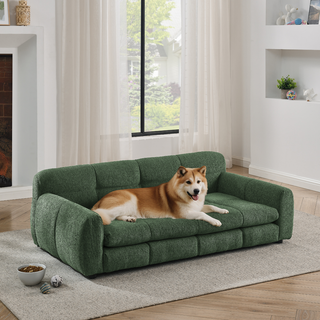 Soft and comfortable pet bed for big and oversized dogs, durable elevated dog sofa bed, comfortable dog sofa, modern and fashionable linen fabric dog sofa-OLIVE GREEN Dweva
