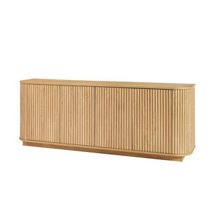 Sideboard Storage Cabinet TV Stand with wave pattern Buffet Cabinet Wooden Vertical Striped Cabinet for Kitchen/Bedroom/Entryway. Natural, 64''W x 15''D x 24''H. Dweva