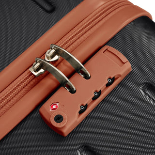 Premium ABS Travel Luggage Set , 3-Piece TSA Lock Suitcase Ensemble with 20, 24, and 28 Inch Sizes with 360° Spinner Wheels, black and brown Dweva
