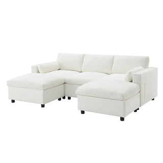 86.5'' U-Shaped Sofa with Storage Pockets Dweva