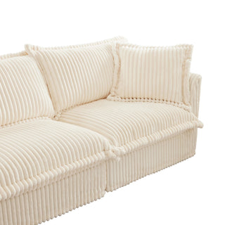 Slipcovered Fluffy Sofa - 3 Seat with Ottoman Dweva