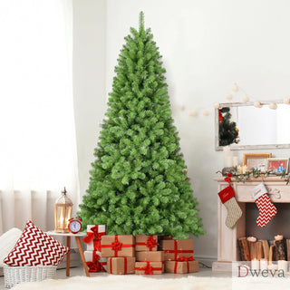 7ft Christmas Tree with Memory Wire, 1064 Tips Hinged Artificial PVC Tree, Easy Setup Green Xmas Tree for Indoor Holiday Decoration Dweva
